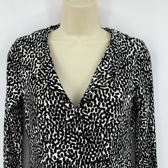 DVF Diane von Furstenberg Reina Tiny Marks Black tunic dress white small new 6 - Picture 3 of 7
